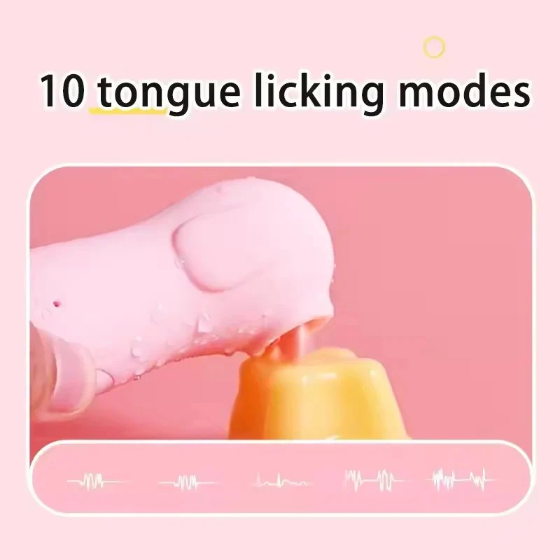 Silicone Rose Vibrator With 10 Modes Sex Toy for Clitoris and Breasts Tongue-Licking Cups Included