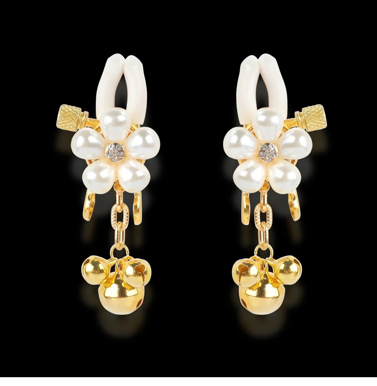Pearl Flower Milk Clip Sex Props Milk Clip Chain Bell Mimi Clip Adult Products Female Props