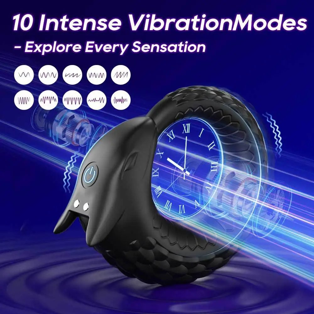10 Modes Vibrating Penis Ring Delay Time Dragon Silicone Cock Ring Sex Toys for Men