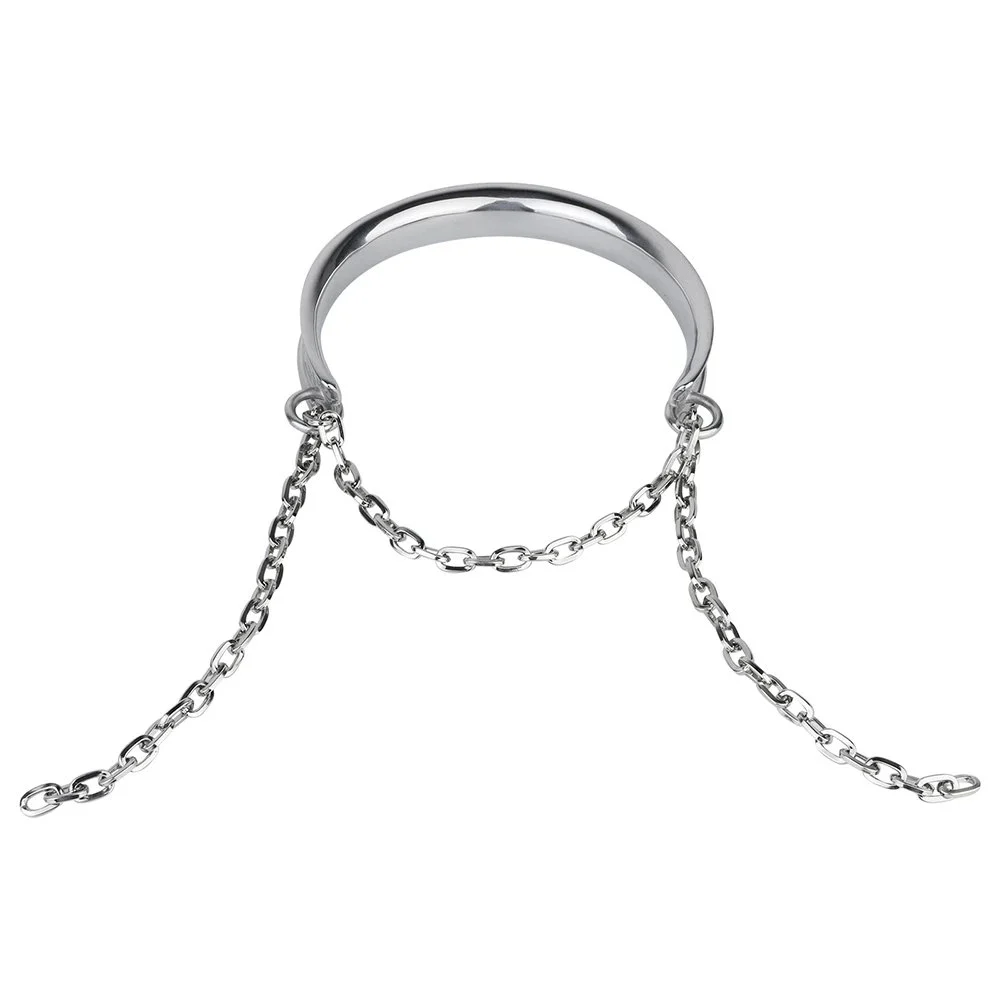 Metal Male Female Lockable Neck Collar Restraint Bondage Choker Chain Leader Couple Adult Game Sex Toys for Couples