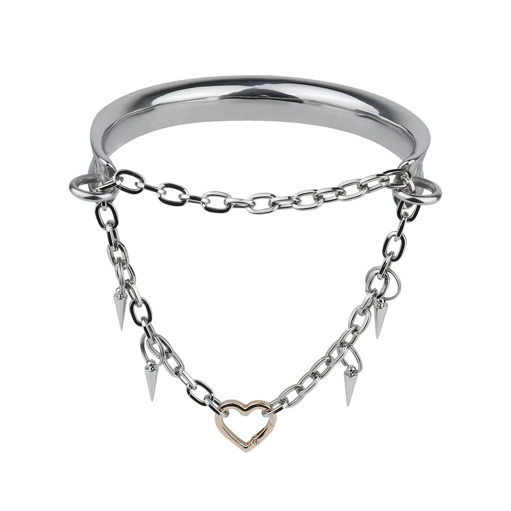 Metal Male Female Lockable Neck Collar Restraint Bondage Choker Chain Leader Couple Adult Game Sex Toys for Couples