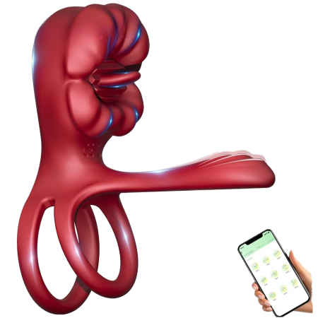 Second Generation Wireless Remote Control Adult Sex Toys New Flower Vibration Ring with Double Shock Lock Ring for Couples