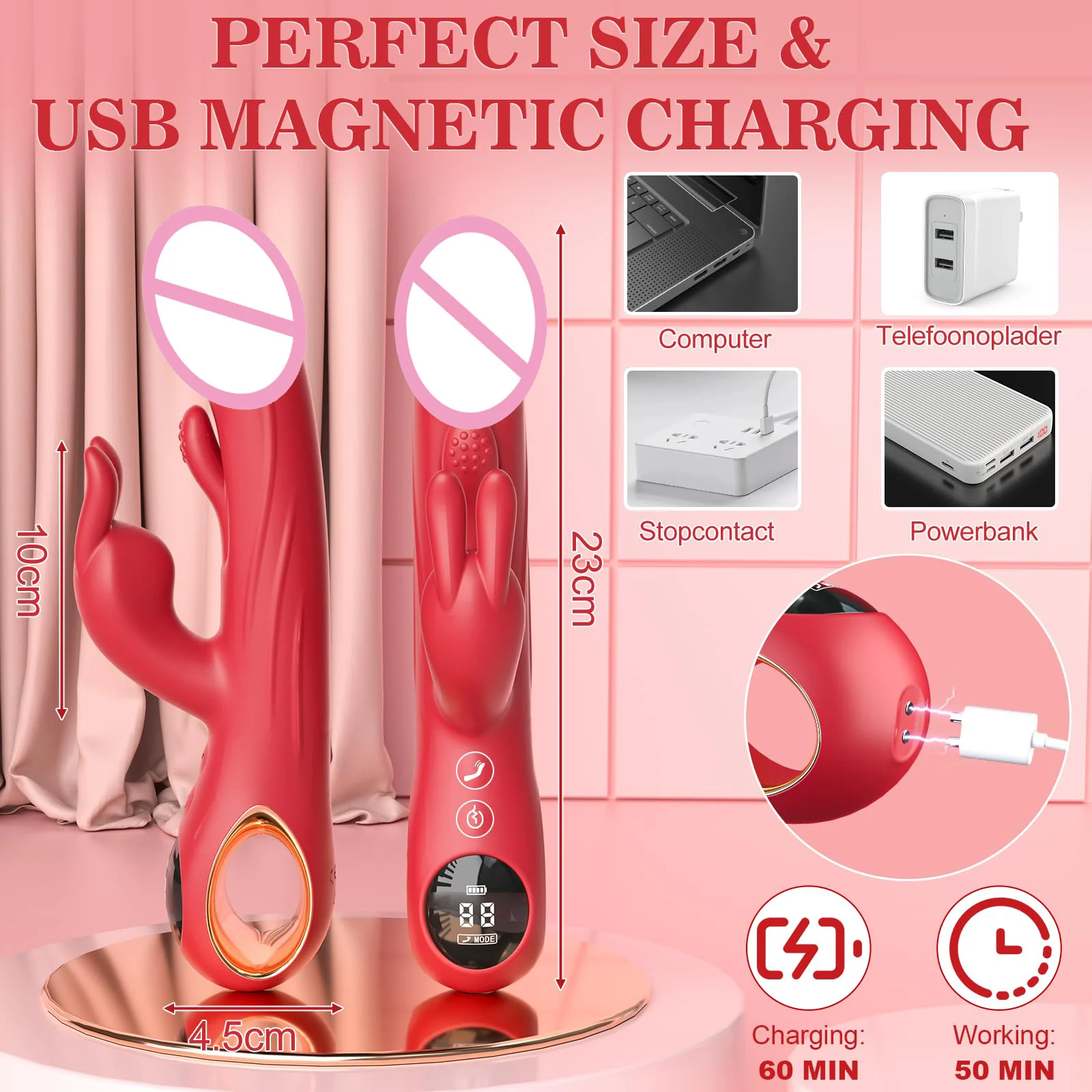 Flapping G Spot Dildo Vibrator Clitoral Nipple Stimulator Massager Adult Sex Toys Rabbit Vibrator for Women Female Masturbation