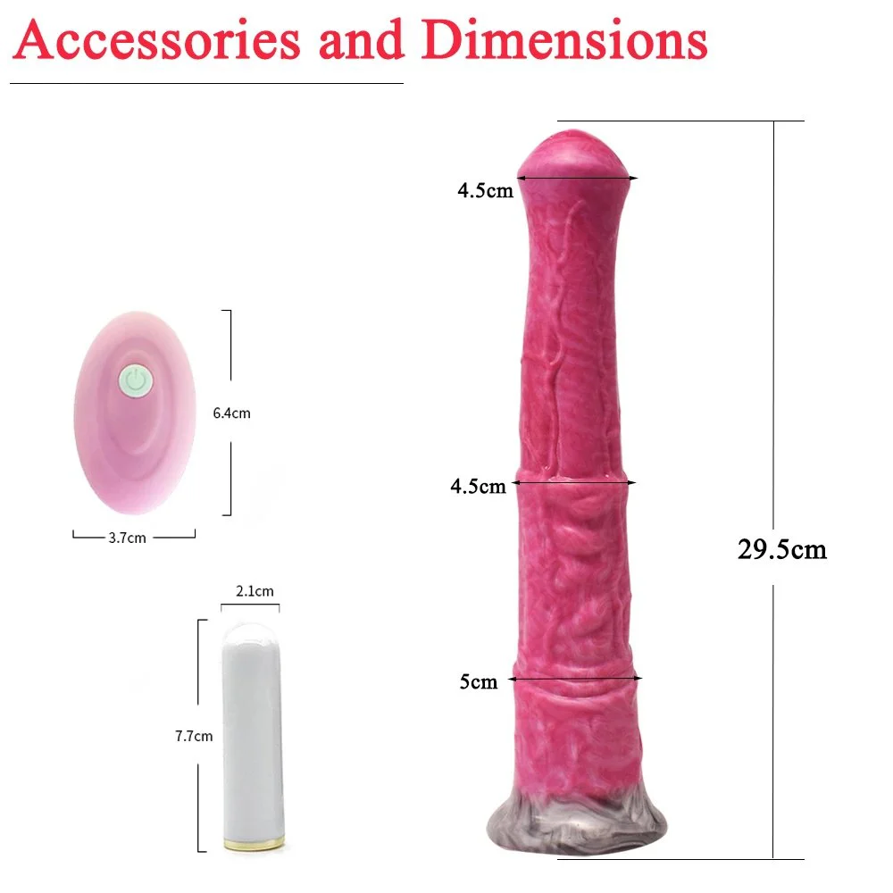 Liquid Silicone Horse Dildo Vibrating Penis Cock 29.5cm Super Big Waterproof Vibrator Dildo with 10 Vibration Modes Sex Toy