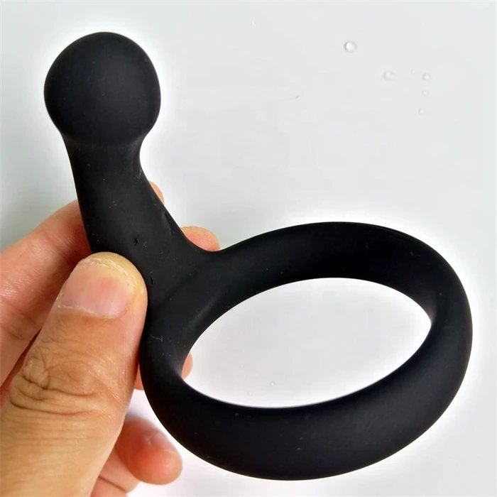 Silicone G Spot Cock Ring with Clitoris Massage Men's Sex Toys for Delay Ejaculation Metal Penis Rings