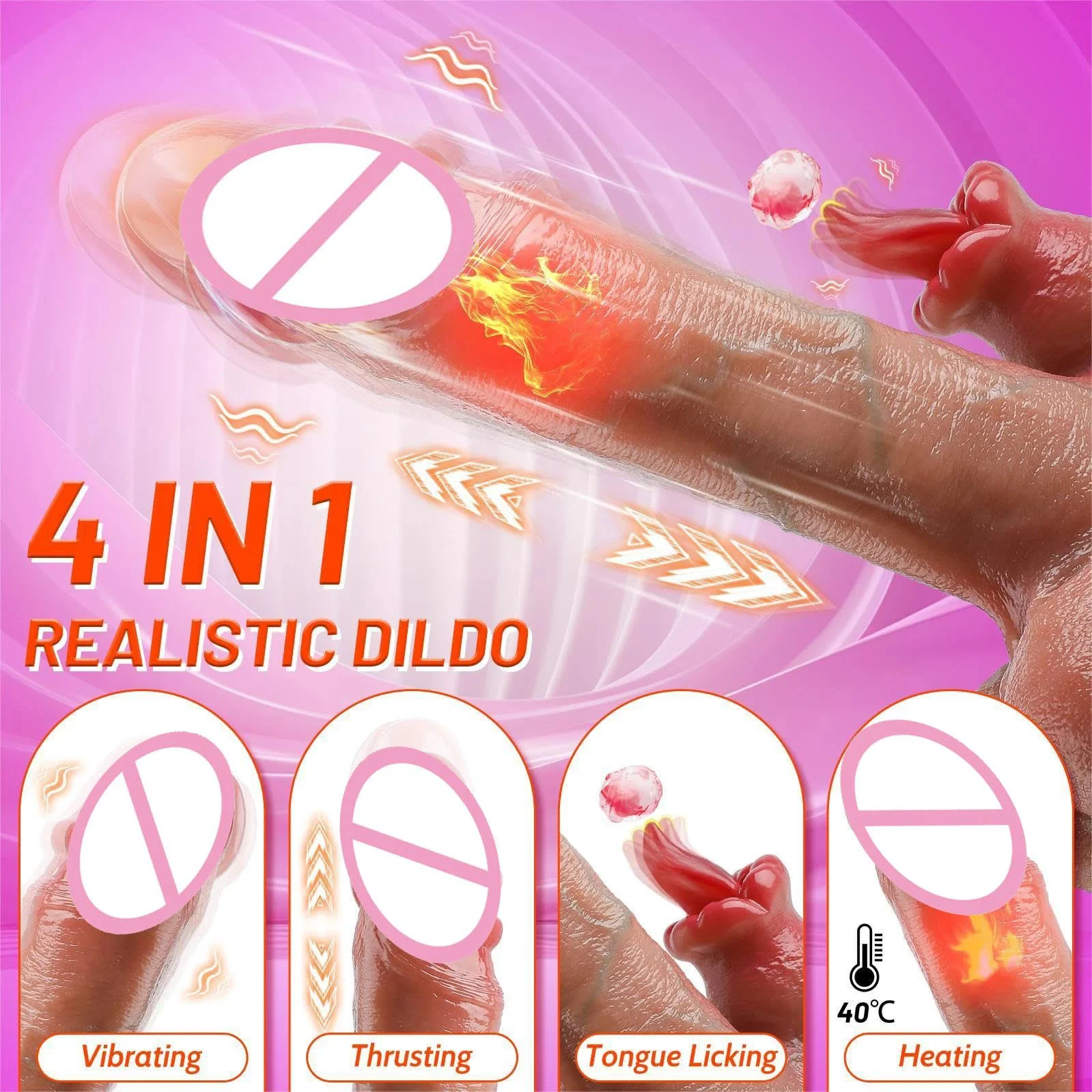 Heating Vibrating Telescopic Realistic Anal Dildos Machine 4 in 1 Thrusting Dildo Vibrator Women Sex Toys with Remote Control