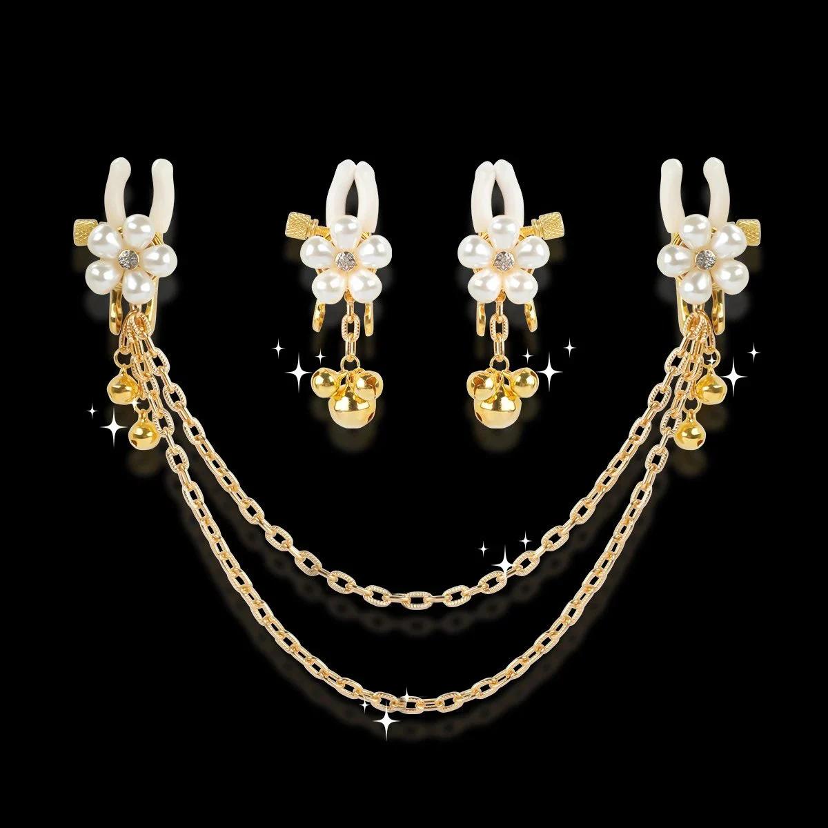Pearl Flower Milk Clip Sex Props Milk Clip Chain Bell Mimi Clip Adult Products Female Props