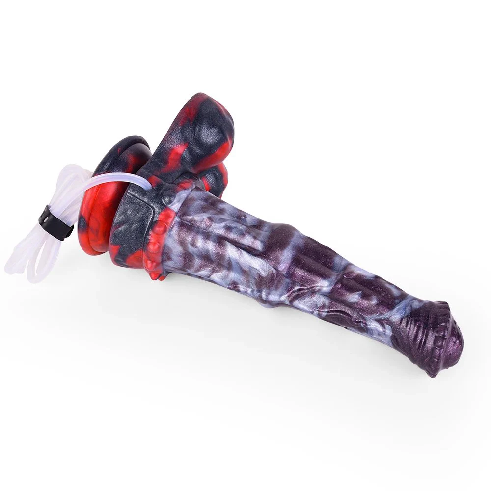 Simulated Squirting Wolf Monster Dildo with Huge Knots Silicone Suction Cup for Hands Free Play Plug Sex Toy for Women Men