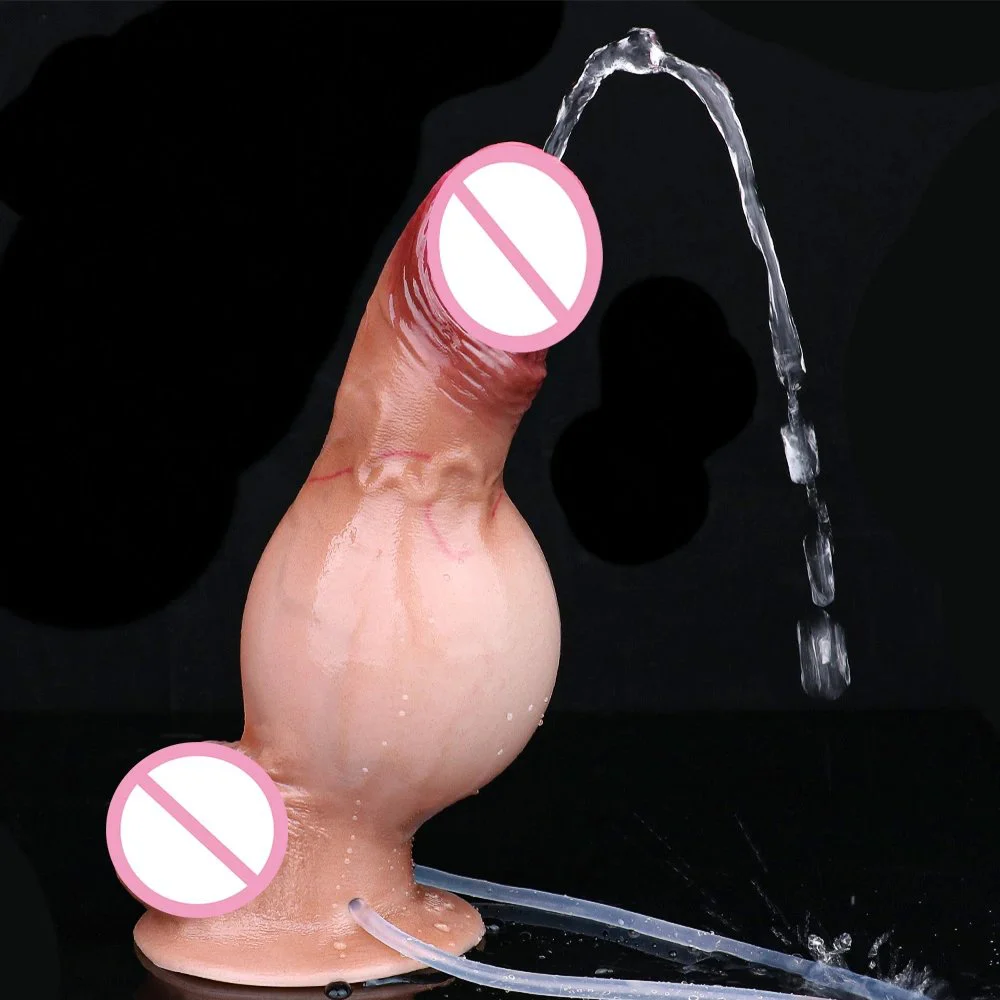 Simulation Inflatable Squirting Penis Soft Silicone Artificial Ejaculation Dildo Female Masturbator Sex Toy