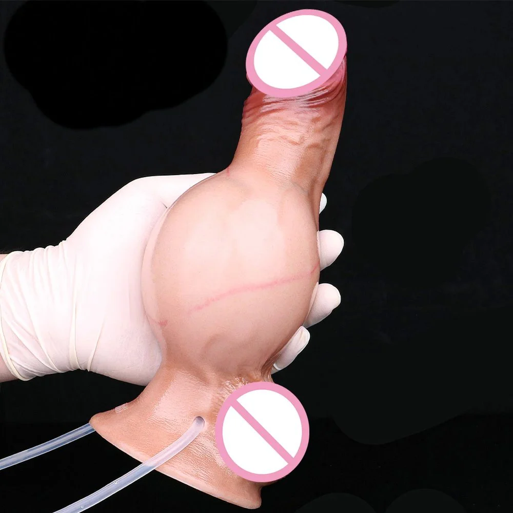Simulation Inflatable Squirting Penis Soft Silicone Artificial Ejaculation Dildo Female Masturbator Sex Toy