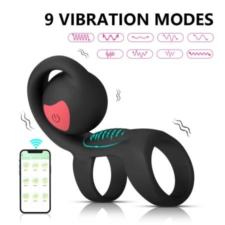 APP Remote Control Double Motor 9 Modes Snail Sexual Vibrating Cock Ring for Adult Toy