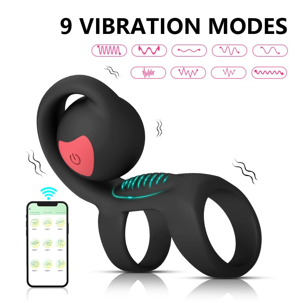 APP Remote Control Double Motor 9 Modes Snail Sexual Vibrating Cock Ring for Adult Toy