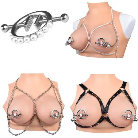 Non-Piercing Metal Simulator Nipple Clamps for Couple Non-Piercing Nipplerings Clip on Nipple Rings Decorative Clip