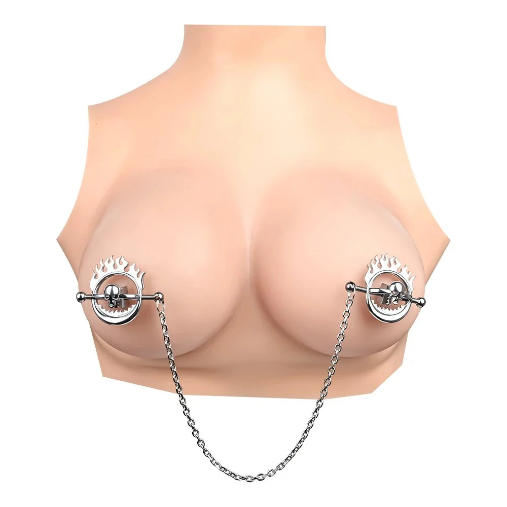 Nipple Clamp Skull Hellfire Leather Bondage Metal Chain Nipple Clamp Stimulate Breast Fun Couples Flirting Cosplay Sex Toys