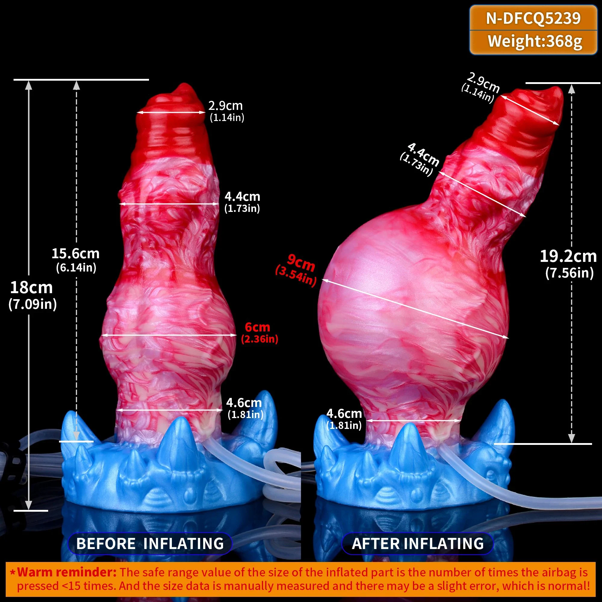 Inflatable Dragon Dildo with Knot Fantasy Dildo Adjustable Thickness Huge Squirting Dildo with Sucker Animal Anal Toys