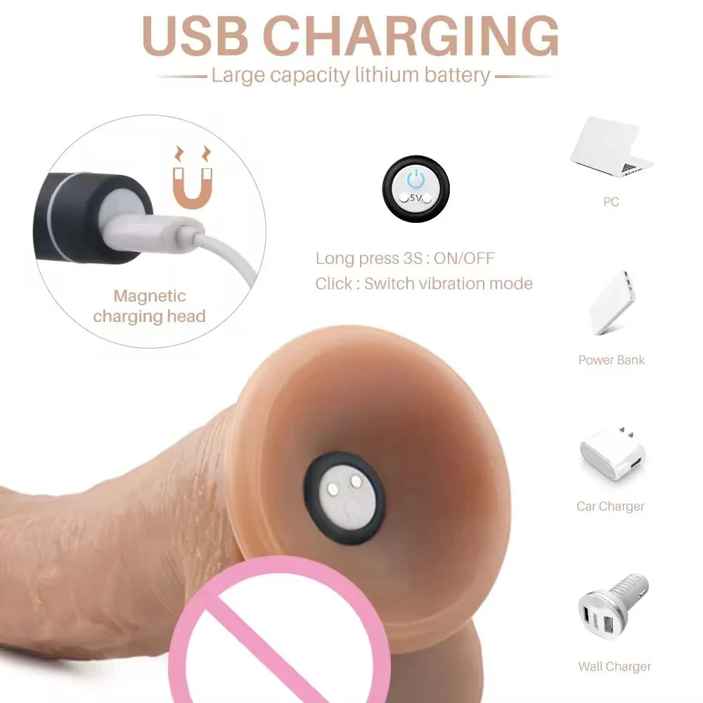 Thrusting Realistic Dildo Silicone Mold Big Dildo Vibrator Adult Sex Toy With Strong Suction Cup for Women