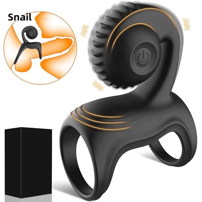Men's Silicone Cock Ring Sex Toy 10 Frequency Snail Vibrating for Delay Ejaculation Stimulating Couple