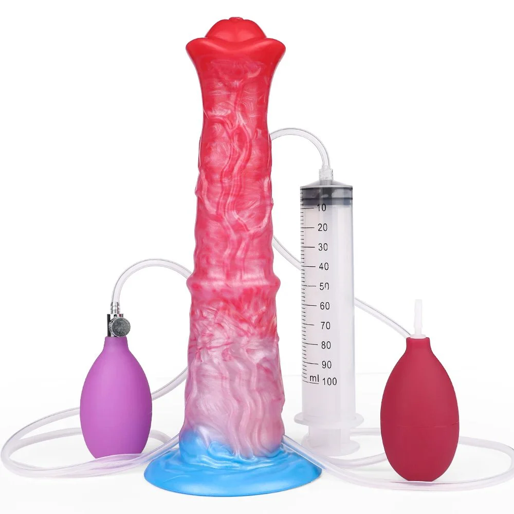 Inflatable Water Squirt Fantasy Monster Dildo Soft Liquid Silicone Dildo Female Masturbation Adult Sex Toys
