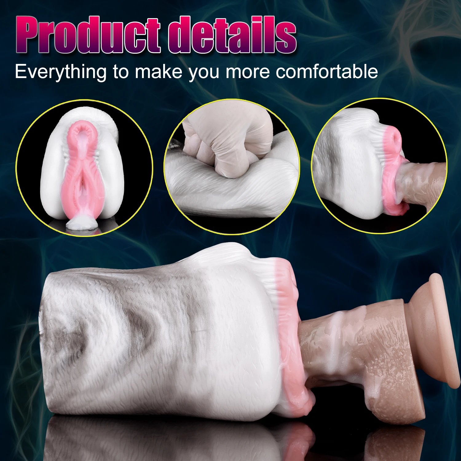 Double Channel Male Masturbators Realistic Animal Silicone Aircraft Cup Prostate Massage Pocket Pussy Sex Toys for Men