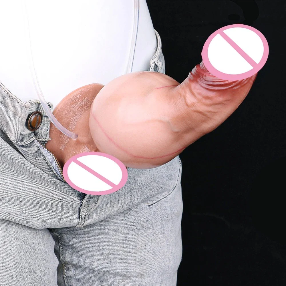 Simulation Inflatable Squirting Penis Soft Silicone Artificial Ejaculation Dildo Female Masturbator Sex Toy