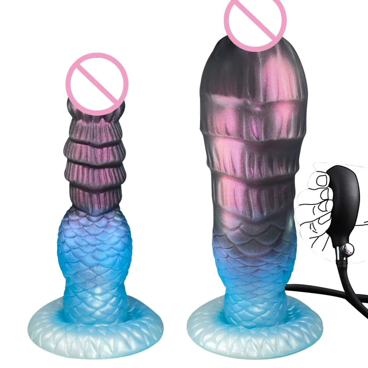 Large Realistic Silicone Inflatable Dildo Big Fantasy Monster Alien Sex Toy for Women with Suction Cup