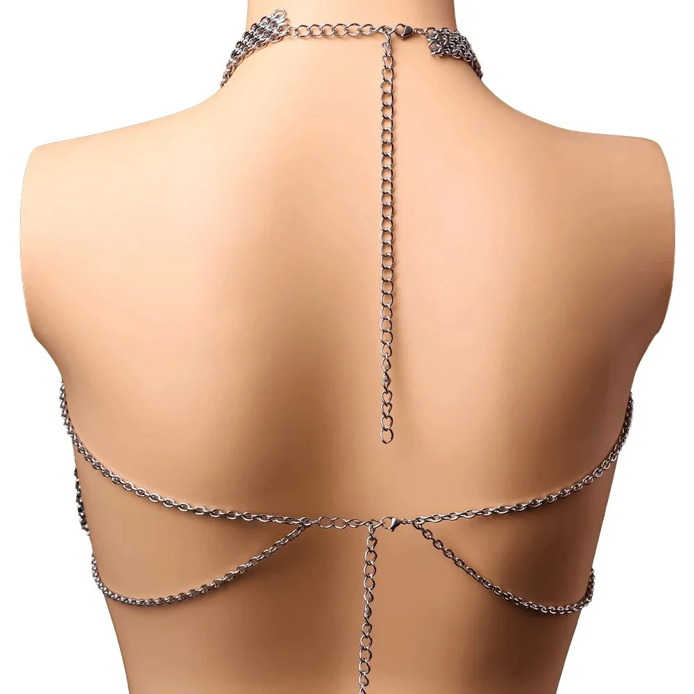 Women Sexy Punk Cupless Bra G-string Set Hollow Out Body Cage Bras Strappy Body Harness Lingerie