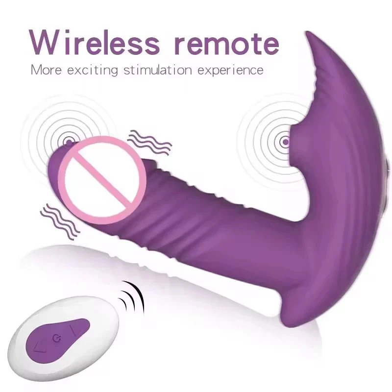 Wireless Remote Control Vibrator Purple Non Latex 7 Frequencies USB Rechargeable For Adult Stimulation