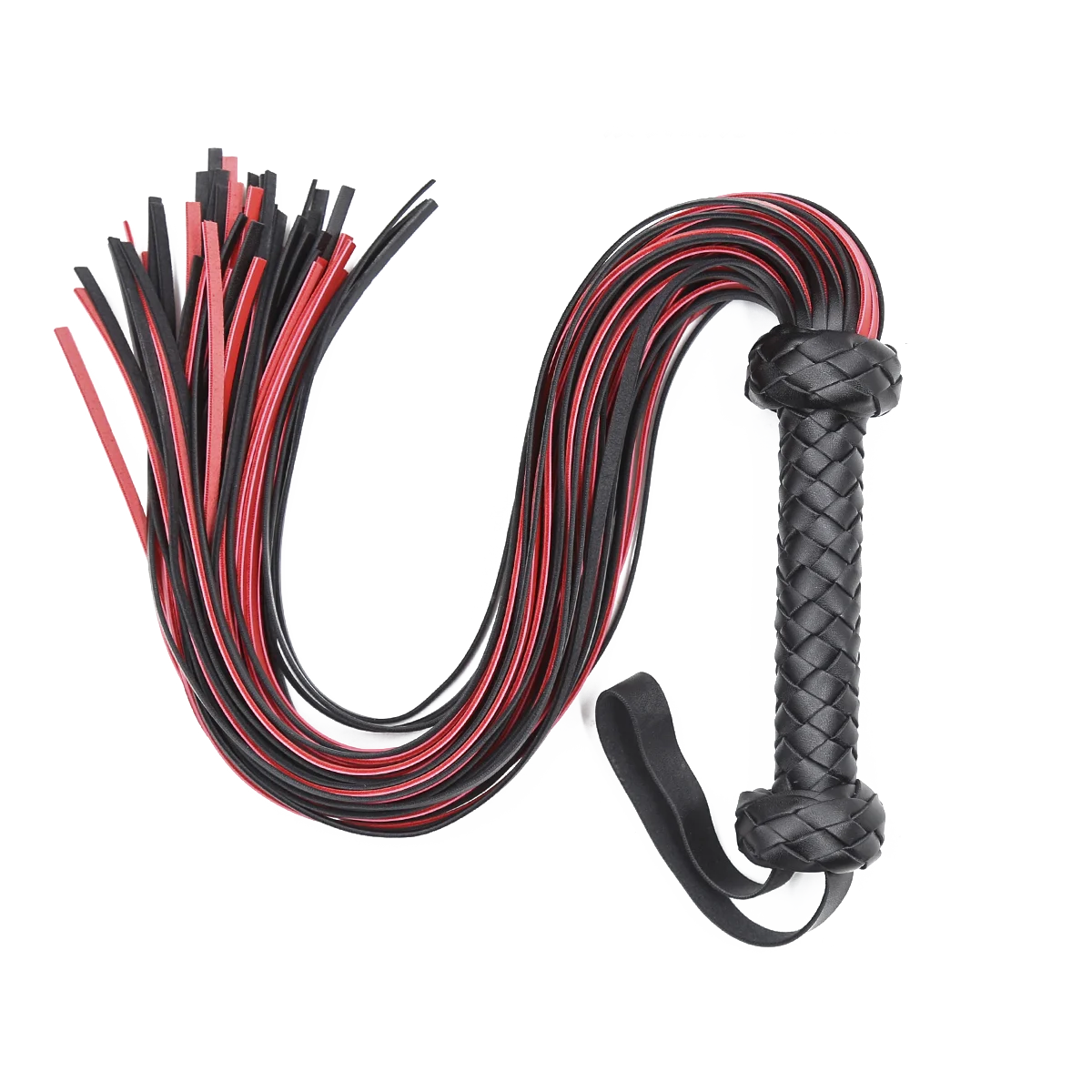Bondage Whip Braided Handle PU Leather Whip Bright Leather Fun Handle Tune Game Queen Whip Adult Sex Toys