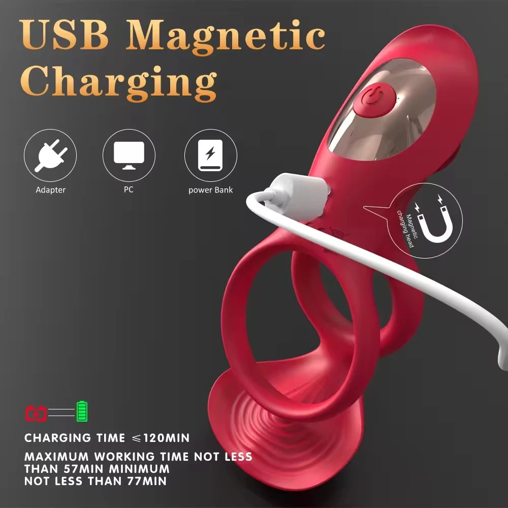 Vibrating Male Silicone Cock Ring Rose Style Penis Delay Ejaculation Sex Ring for Men