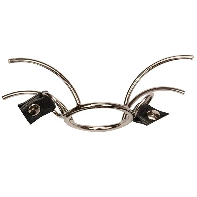 Roleplay Slave Leather Head Harness With Nose Hook O Ring Spider Open Mouth Gag