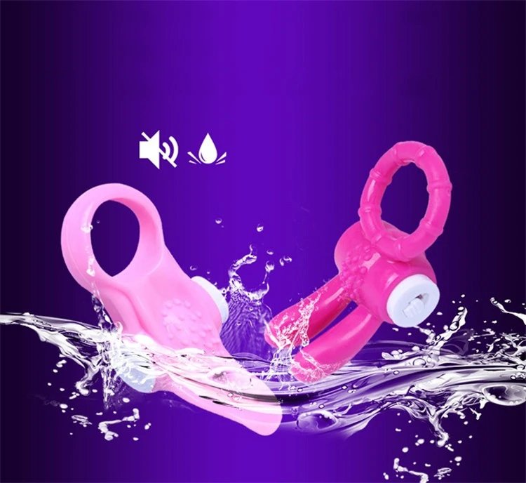 Waterproof Sex Toys for Men Penis Ring Rabbit Ear Tongue Vibrating Cock Ring