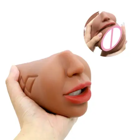 Realistic Oral Masturbation Cup Sex Toys for Men Wheat Color Deep Throat Elastic Odorless Airplane Cup