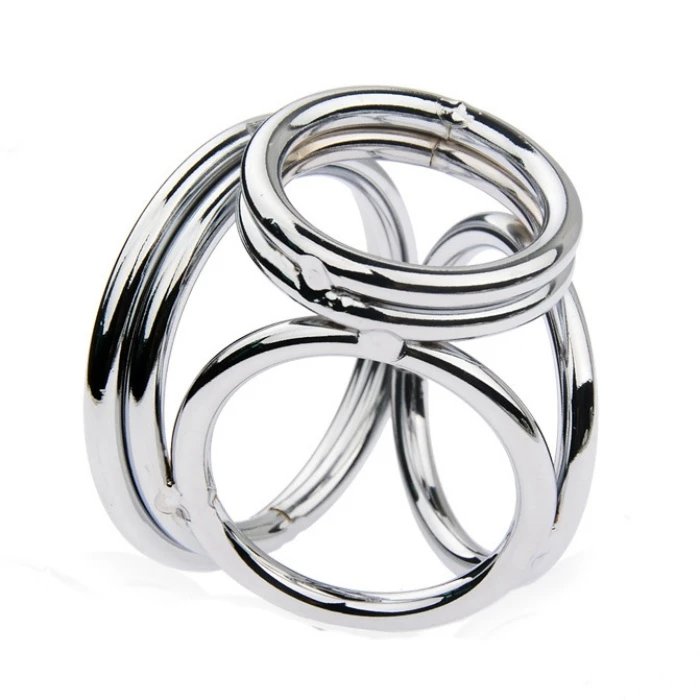 SM Adult Sex Toys Metal Triple Cock Ring for Men Locking Penis Ring Delay Ejaculation Feature