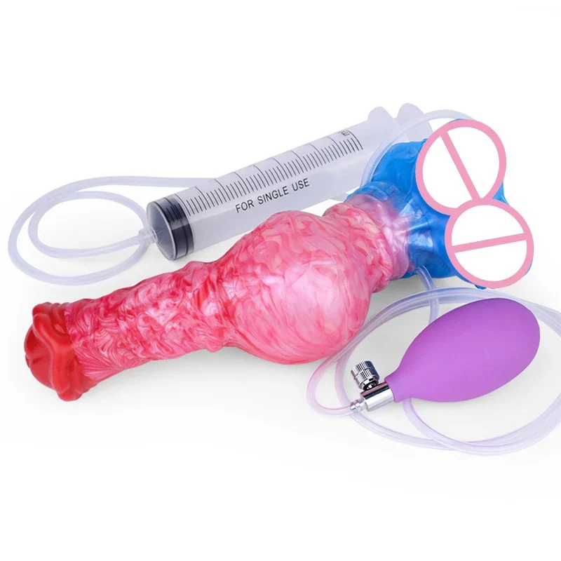 Horse Dildo Squirt Adult Sex Toys Ejaculating Butt Plug with Enema Inflatable Dildo Thick Knot Anal Stimulator for Men Gay
