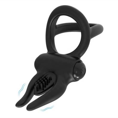Silicone Vibrating Penis Ring with Clitoral Stimulator Adult Men's Sex Toys