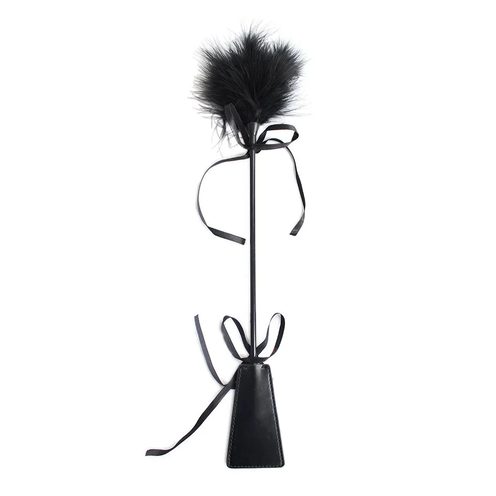 Racket Couples Leather Racket Adult Flirtation Rod Feather PU Racket Fun Hand Patting Black Couple Toys Supplies