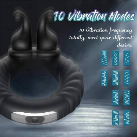 10 Frequency Modes Cock Rings Sex Toys for Men Delay Ejaculation Vibrating Cock Ring Rechargeable