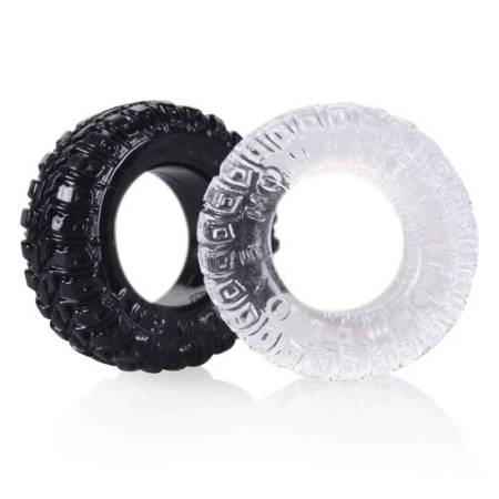2pcs Men's Adult Stretchable Soft TPE Cock Ring for Stay Hard Penis Toys Male Tire Inspired Tyre Cock Ring for Sex Pleasure