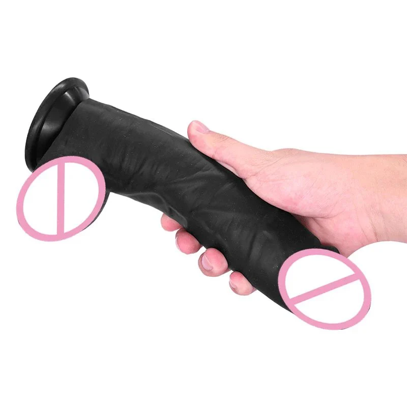 Liquid Silicone Artificial Penis Female Masturbation Toys Huge Realistic Black Dildo Thin Giant Soft Dildo for Women