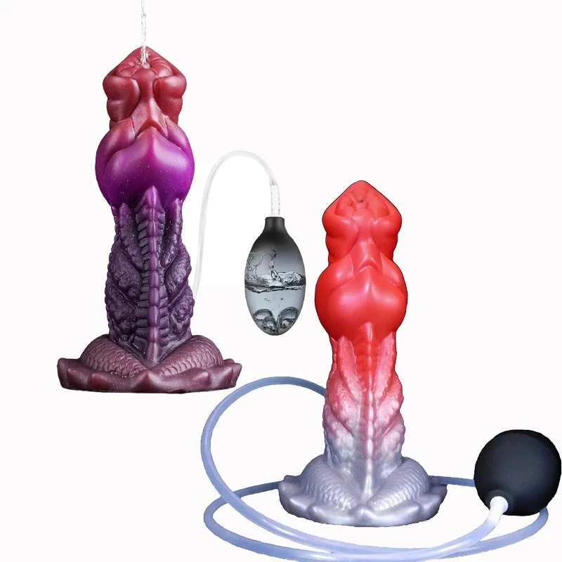 Silicone Dragon Dildo with Squirting & Ejaculating Features Soft Adult Anal Dildo Suction Cup Huge Fantasy Alien Knot for Women