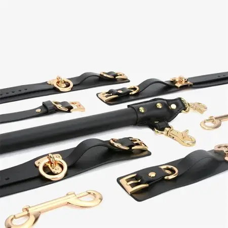 Slave High Quality Luxury PU Leather Open Leg Bondage Ankle Handcuffs Spreader Bar Sex Toy