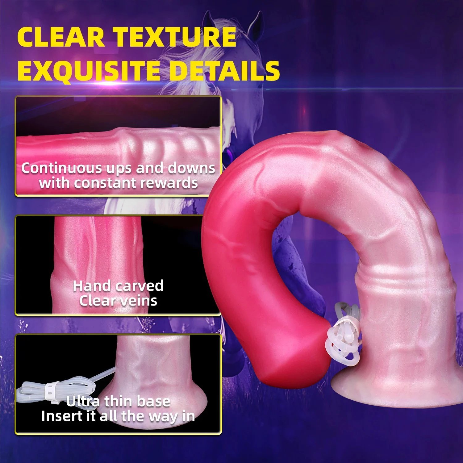 Long Horse Ejaculation Fantasy Dildo With Sucker Squirting Animal Penis Anus Butt Plug Sex Product for Couple Adult Games