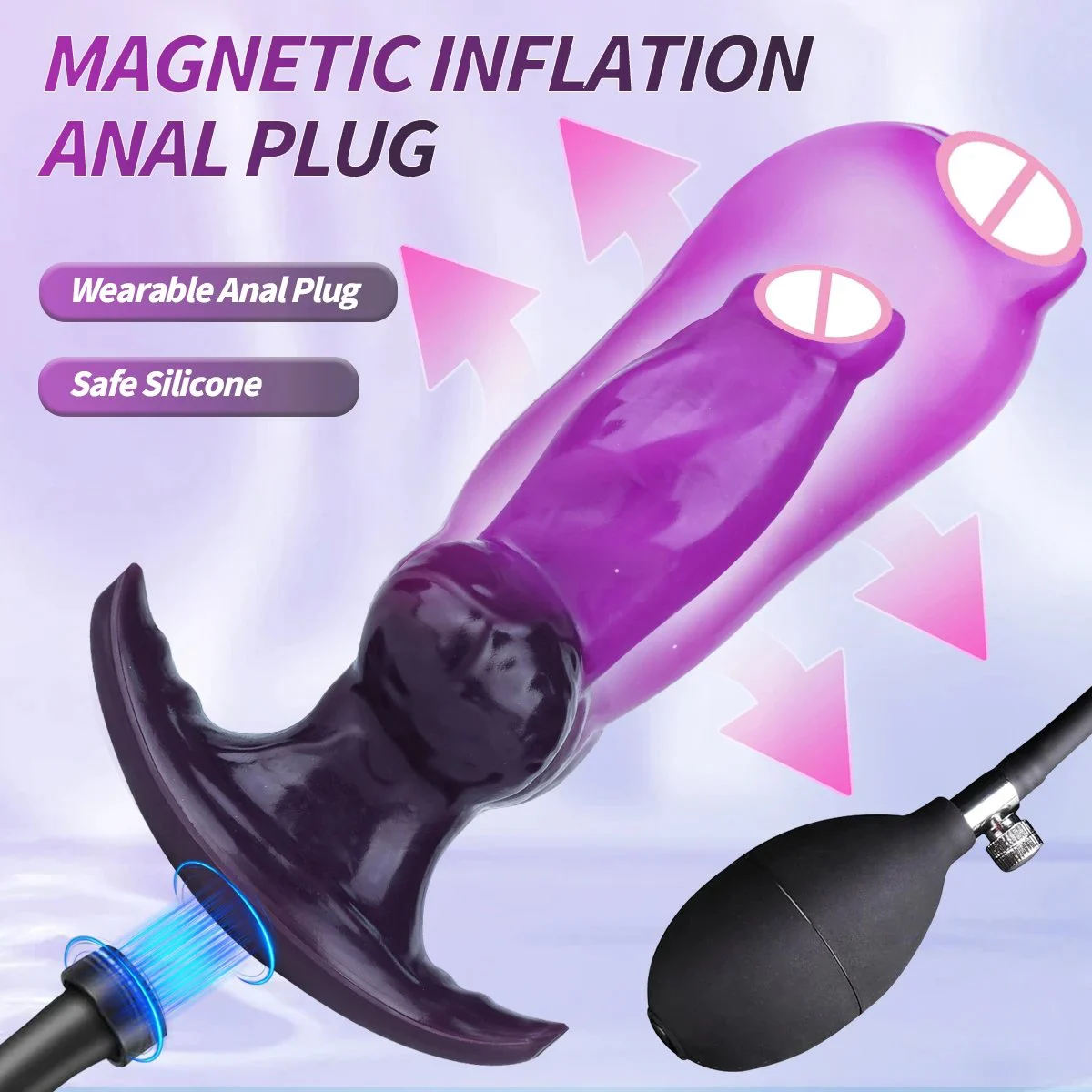 Silicone Sex Toys Ball Butt Plug Internal Rolling Beads Wearable Magnetic Pump Inflatable Anal Dildo Steel Ball Charging Soft