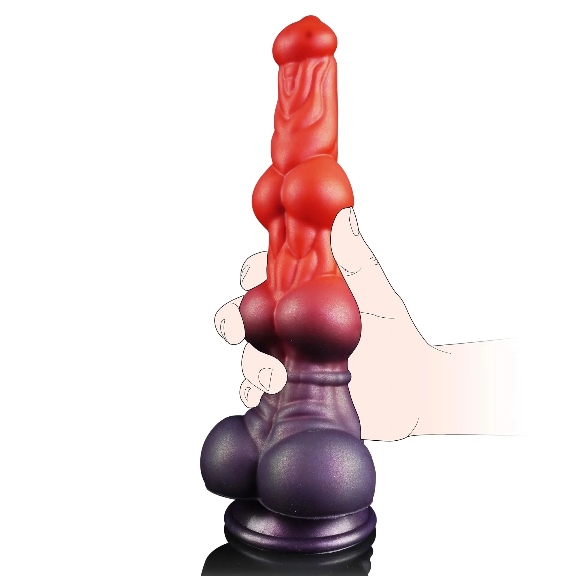 Monster Animal Thick Fantasy Alien Dog Knotted Dildo with Suction Cup Big Silicone Anal Plug for G-Spot Soft for Women and Men