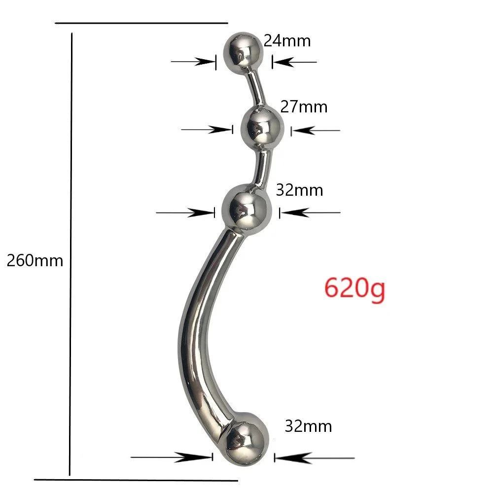 Sex Toys Double Ended Prostate Massager Stainless Steel Anal Dildo G Spot Metal Anal Beads