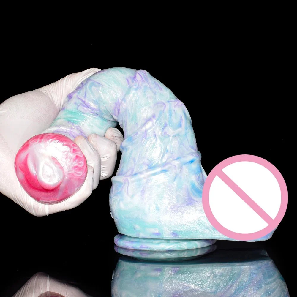 Liquid Silicone Cock Penis Animal Horse Dog Dildo Realistic Testicles Veins Dildo With Suction Cup Sex Toy