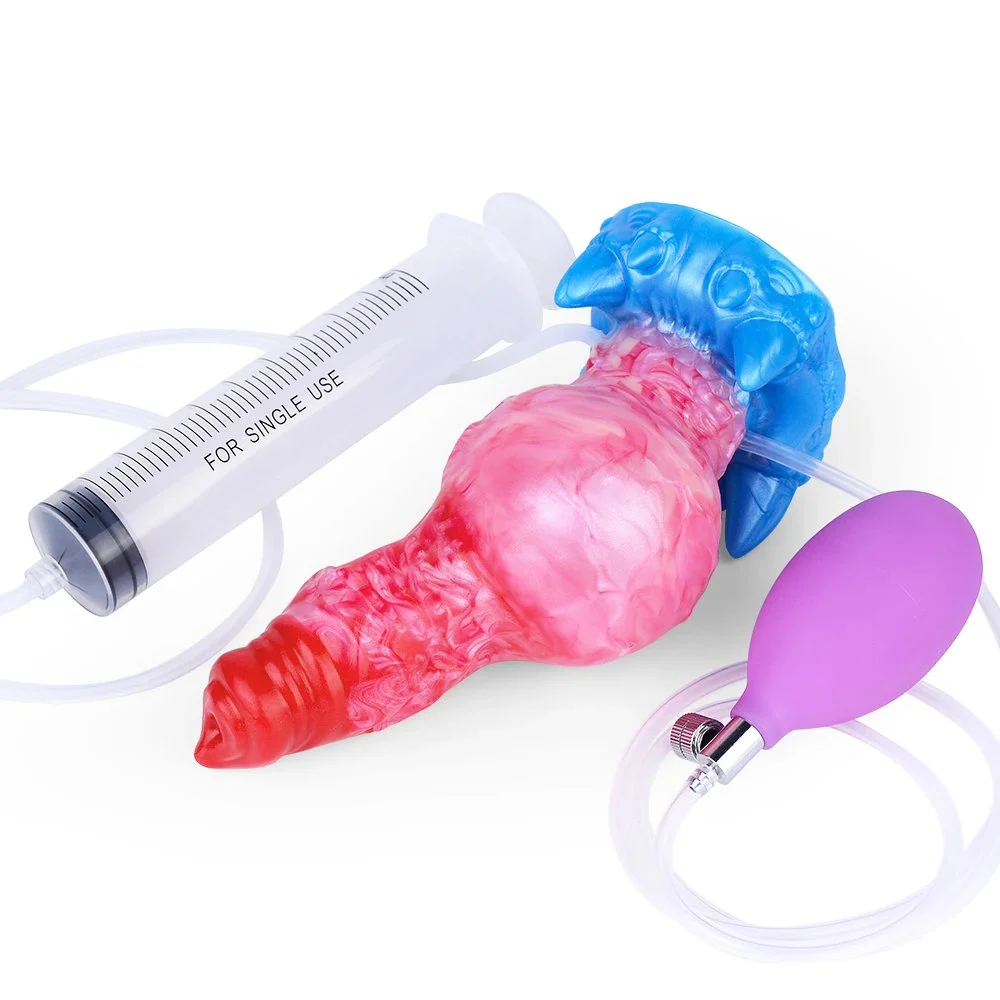Inflatable Dragon Dildo with Knot Fantasy Dildo Adjustable Thickness Huge Squirting Dildo with Sucker Animal Anal Toys