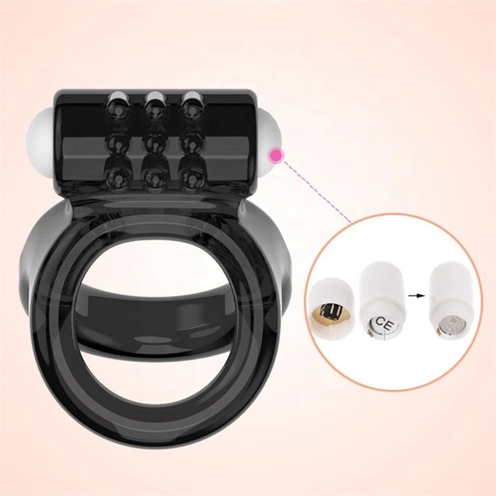 Men's Stretchable Soft Silicone Vibrating Cock Ring TPE Adult Sex Toys for Delay Ejaculation Penis Ring