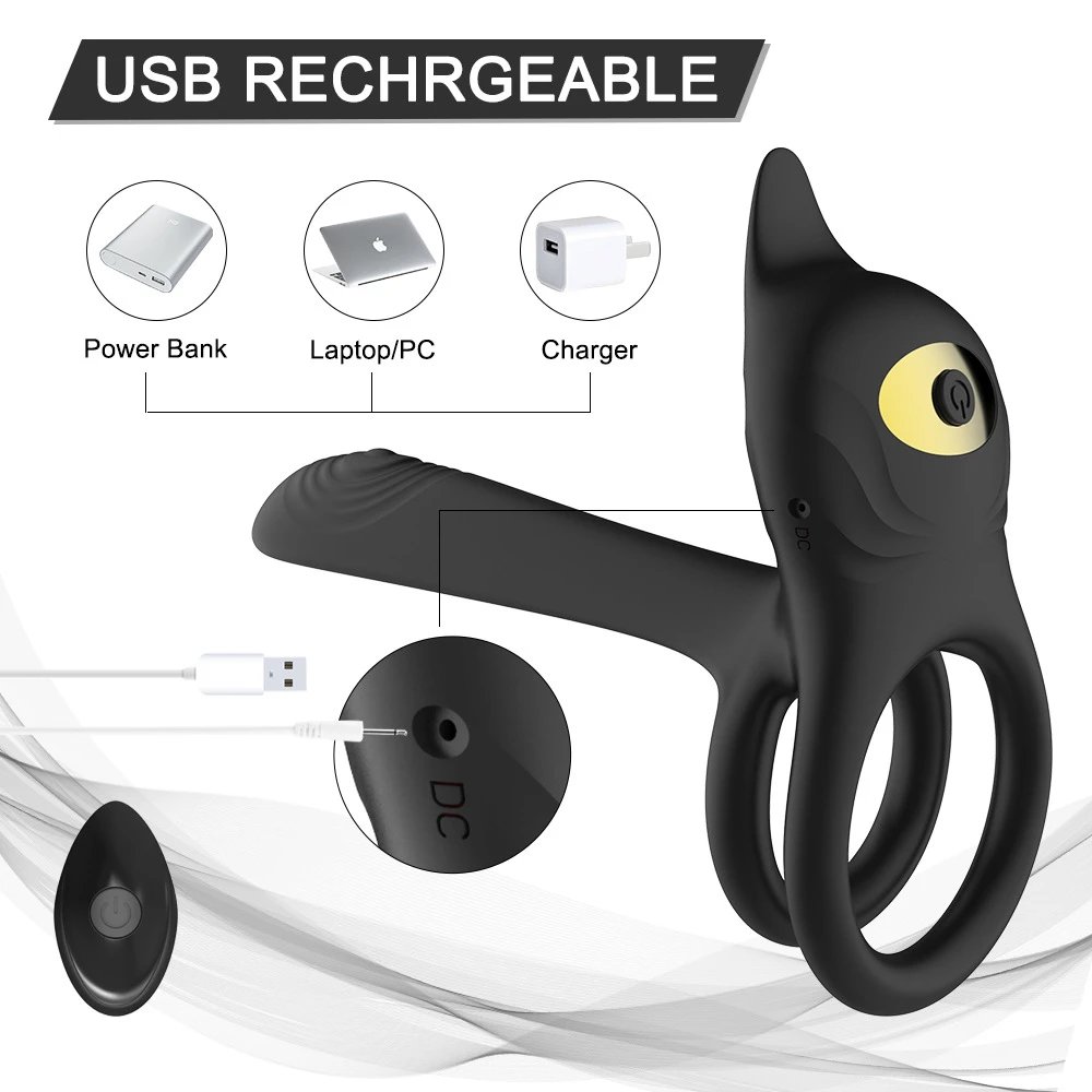 10 Modes Waterproof App Remote Control Rechargeable Couple Vibrator Cock Ring Sex Toys