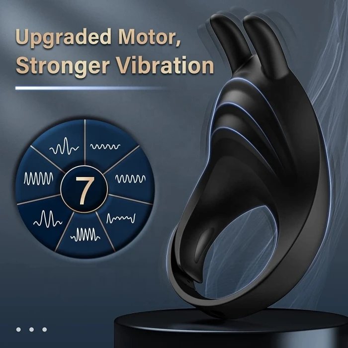 Adjustable Men's Silicone Vibrating Cock Ring Sex Toys Delay Ejaculation Function & Tongue Massage Sex Products